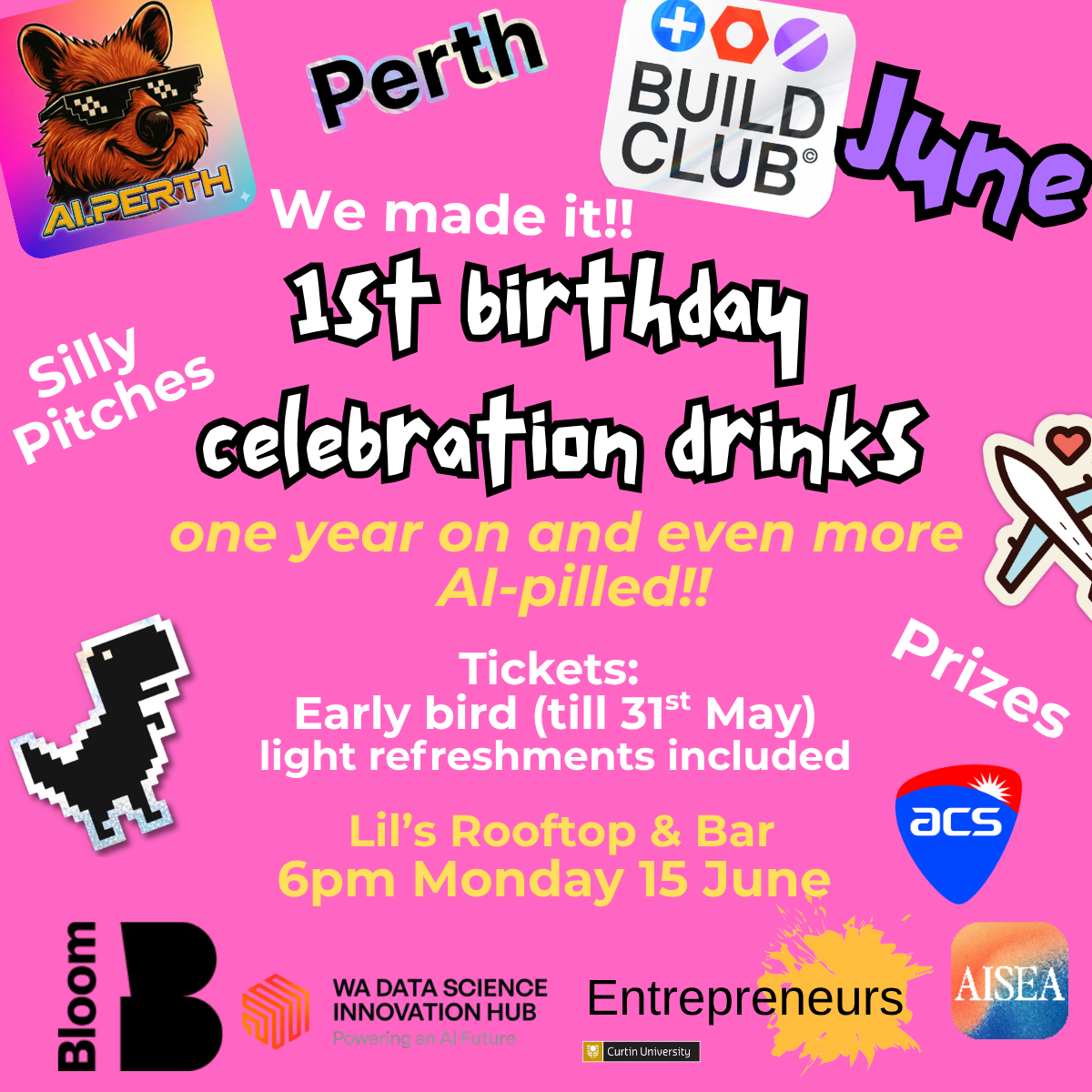 Build Club Perth 1st Birthday celebration social tile